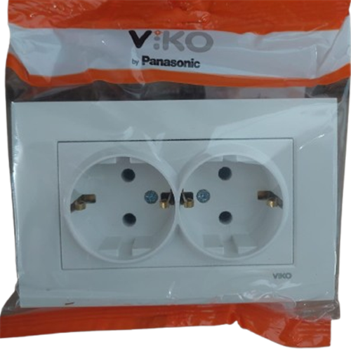 VİKO KARRE ÇERÇEVELİ BEYAZ İKİLİ TOPRAKLI PRİZ MEK+D/K